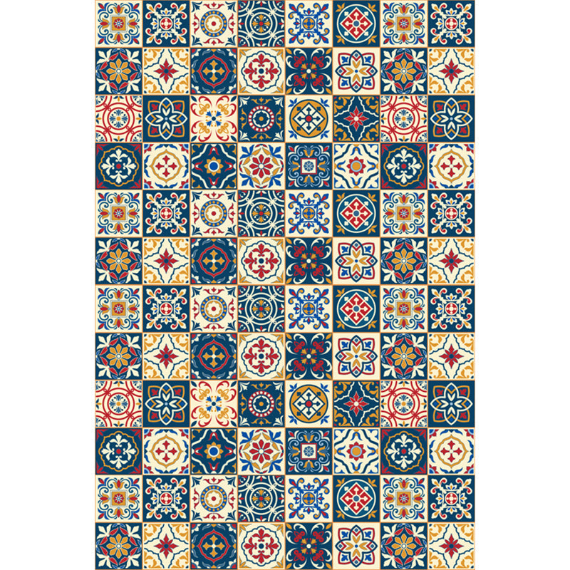 BowLift | Moroccan Mosaic Print Carpet Multicolored Polyester Rug Non-Slip Back Washable Pet-Friendly Rug for Living Room