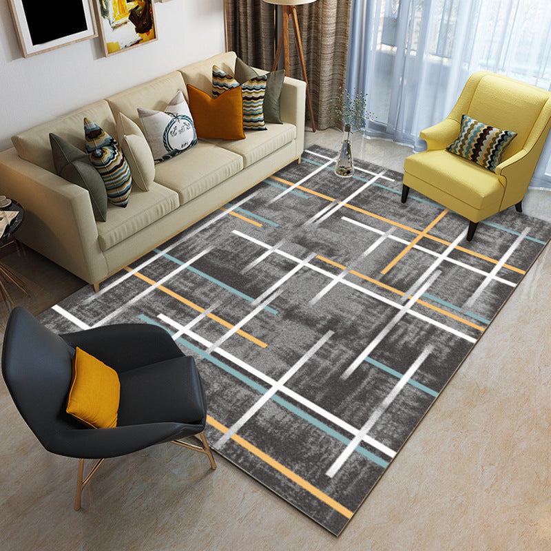 Multicolor geometric rug synthetic contemporary area rug pet-friendly non-slip back washable rug for the living room | Bowlift