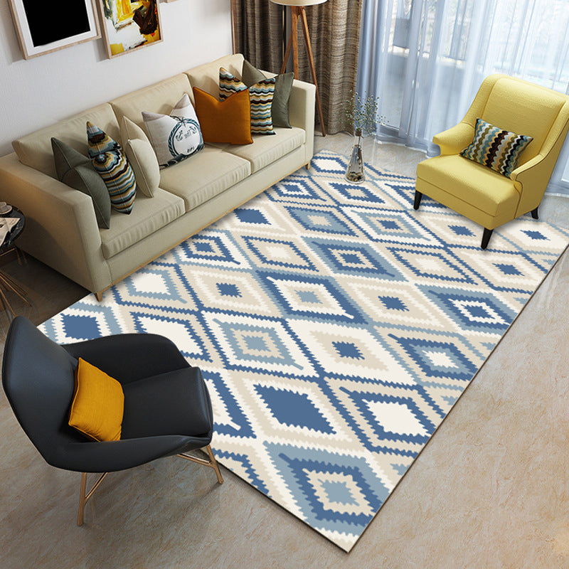 Multicolor geometric rug synthetic contemporary area rug pet-friendly non-slip back washable rug for the living room | Bowlift