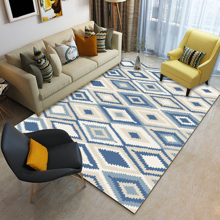 Multicolor geometric rug synthetic contemporary area rug pet-friendly non-slip back washable rug for the living room | Bowlift