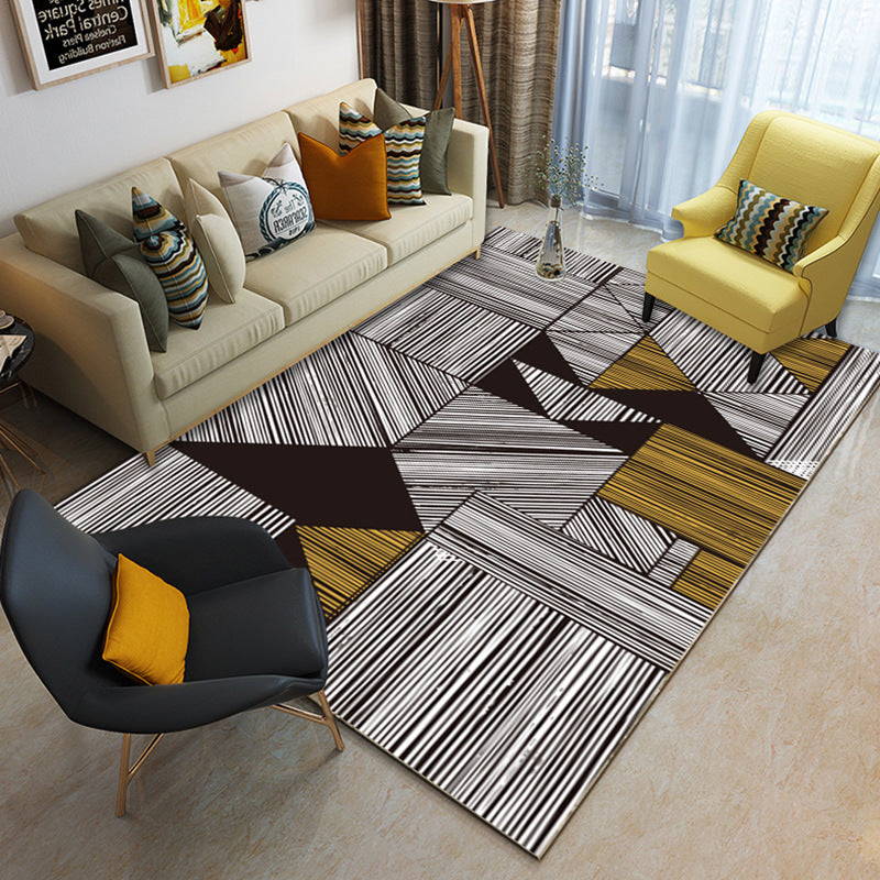 Multicolor geometric rug synthetic contemporary area rug pet-friendly non-slip back washable rug for the living room | Bowlift