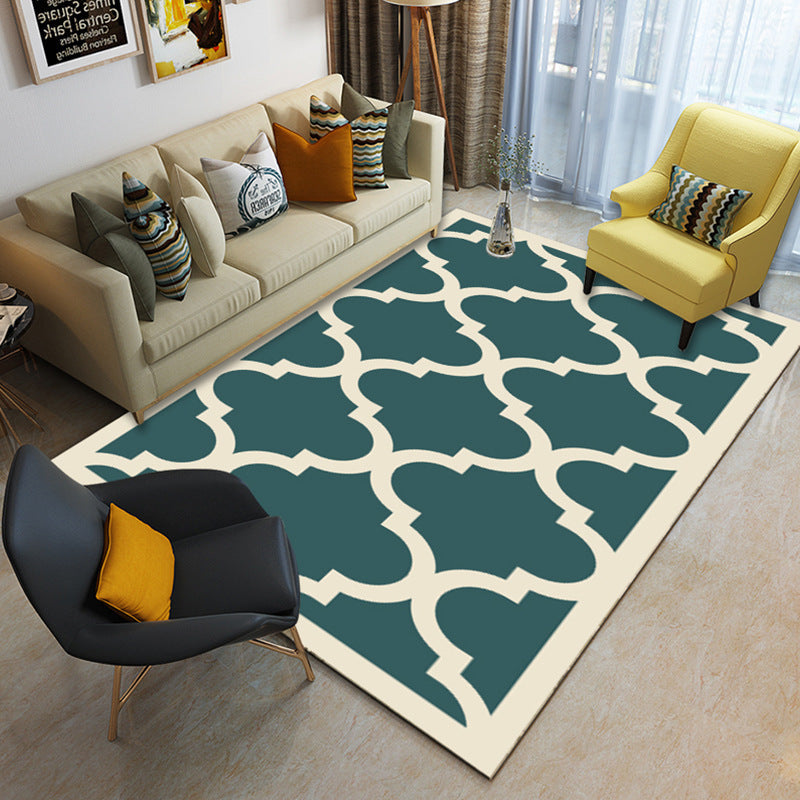 Multicolor geometric rug synthetic contemporary area rug pet-friendly non-slip back washable rug for the living room | Bowlift