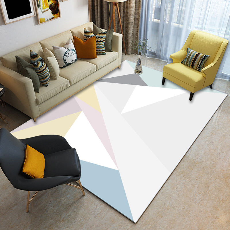 Multicolor geometric rug synthetic contemporary area rug pet-friendly non-slip back washable rug for the living room | Bowlift