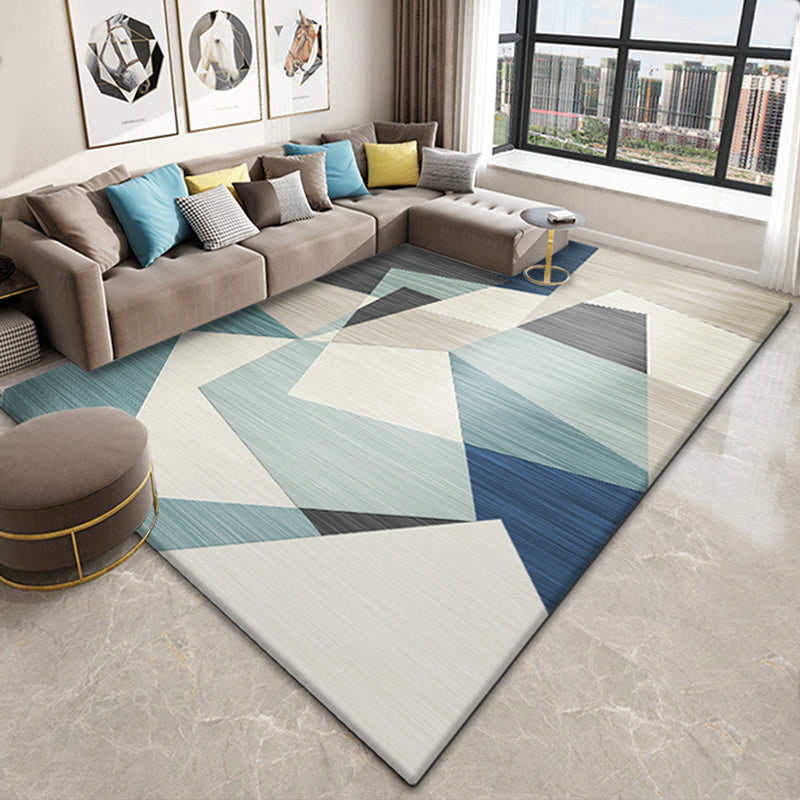 BowLift | Nice 3D Effect Triangle Rug Multicolor Contemporary Rug Polypropylene Machine Washable Pet Friendly Non-Slip Rug for Home
