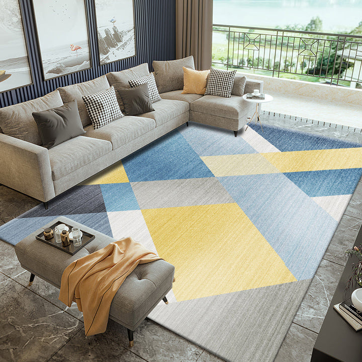 BowLift | Nice 3D Effect Triangle Rug Multicolor Contemporary Rug Polypropylene Machine Washable Pet Friendly Non-Slip Rug for Home
