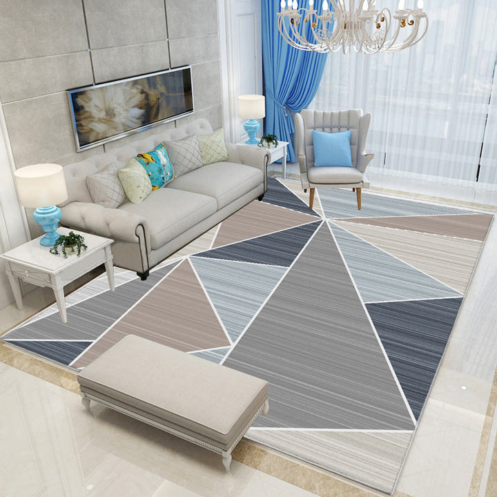 BowLift | Nice 3D Effect Triangle Rug Multicolor Contemporary Rug Polypropylene Machine Washable Pet Friendly Non-Slip Rug for Home