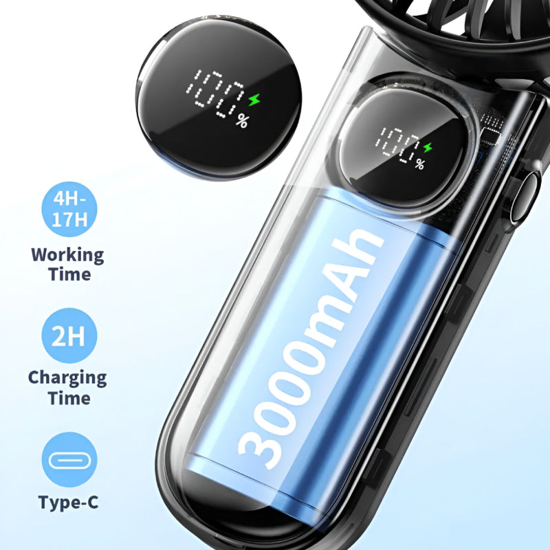 Foldable Portable Handheld Fan with LED Display | Bowlift