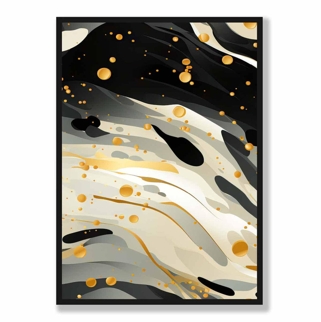 Abstract Flowing Art Print Gray Beige and Gold No. 3 | Bowlift