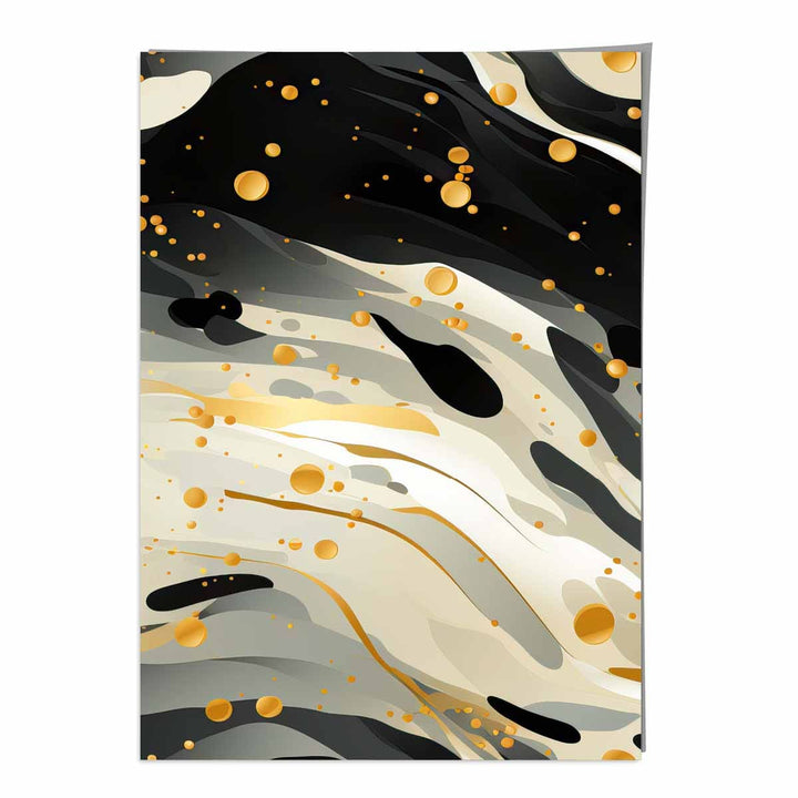 Abstract Flowing Art Print Gray Beige and Gold No. 3 | Bowlift