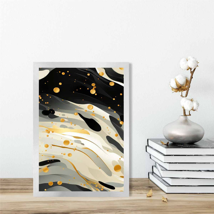 Abstract Flowing Art Print Gray Beige and Gold No. 3 | Bowlift