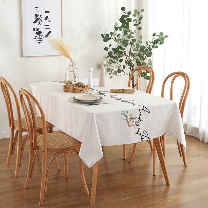 Embroidered Script Tablecloth