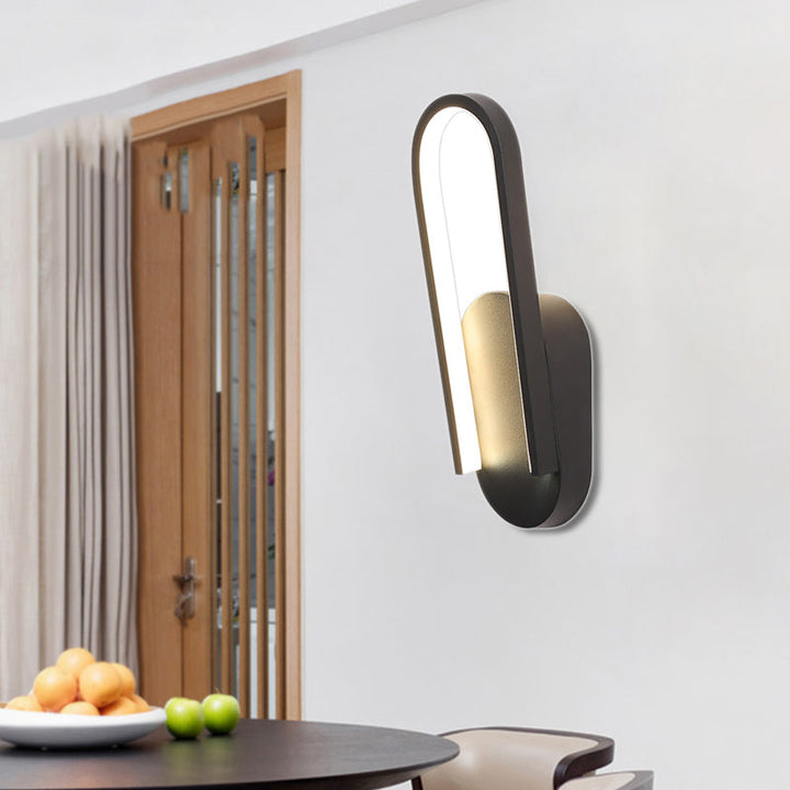 BowLift | Simple Wall Light Black/White Half Oval LED Wall Light with Acrylic Shade, Warm/White Light