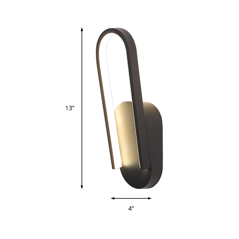 BowLift | Simple Wall Light Black/White Half Oval LED Wall Light with Acrylic Shade, Warm/White Light