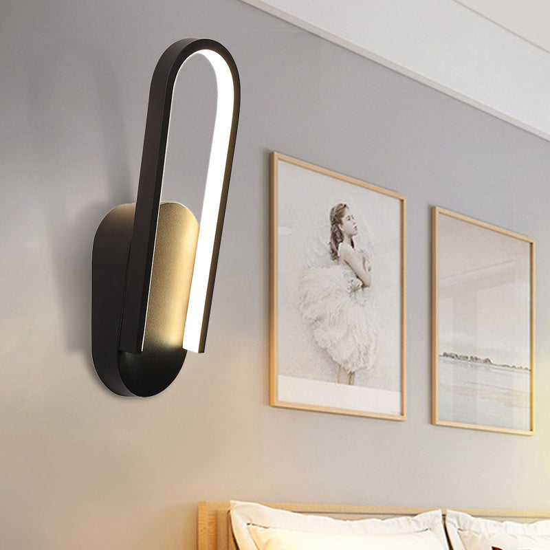 BowLift | Simple Wall Light Black/White Half Oval LED Wall Light with Acrylic Shade, Warm/White Light
