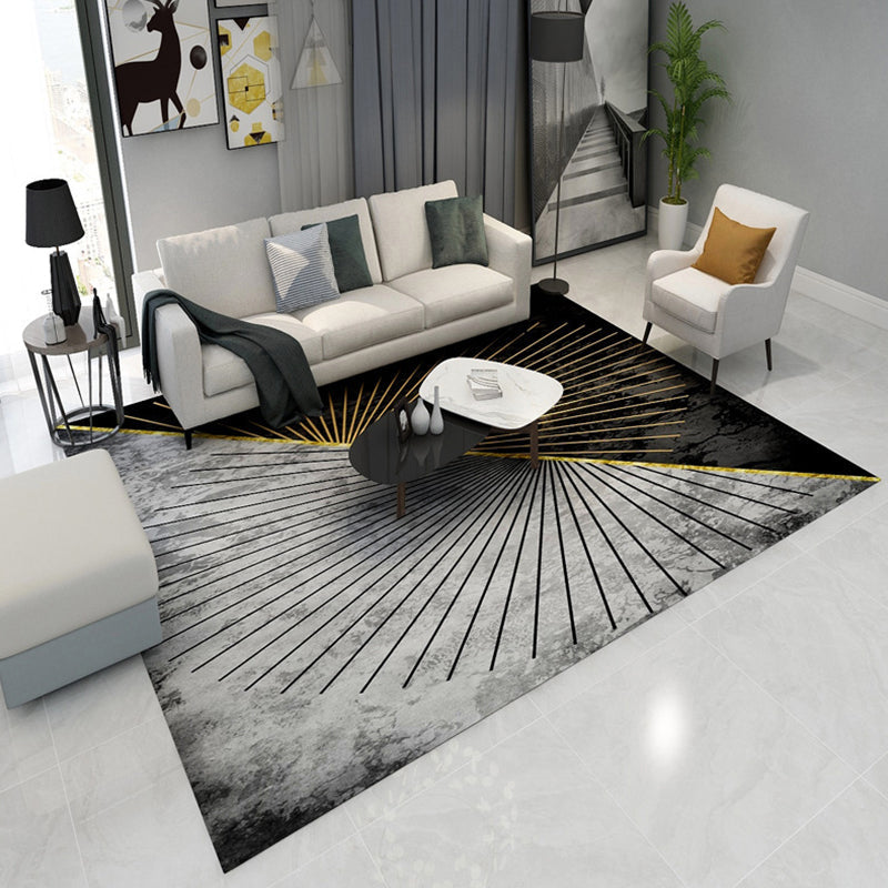 BowLift | Simple Geometric Print Rug Multi-Colored Modern Carpet Polypropylene Non-Slip Backing Stain Resistant Washable Rug for Home