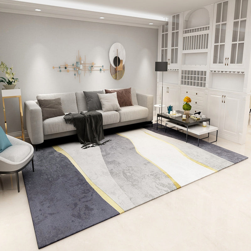 BowLift | Simple Geometric Print Rug Multi-Colored Modern Carpet Polypropylene Non-Slip Backing Stain Resistant Washable Rug for Home