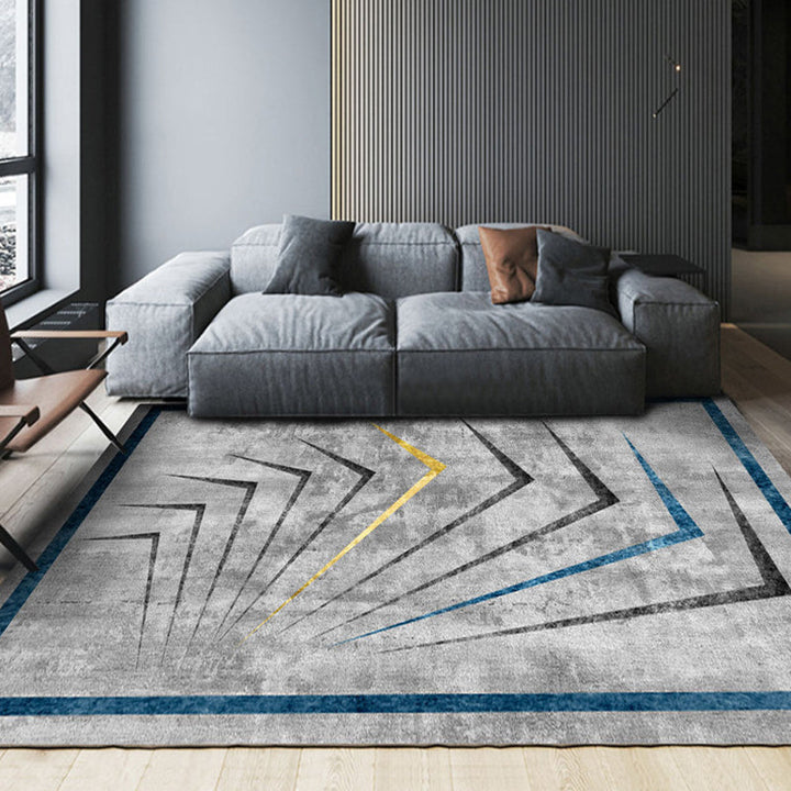 BowLift | Simple Geometric Print Rug Multi-Colored Modern Carpet Polypropylene Non-Slip Backing Stain Resistant Washable Rug for Home