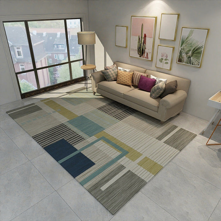 New Modern Style Rug Multicolored geometric rug Stain resistant Machine washable Non-slip rug for the living room | Bowlift