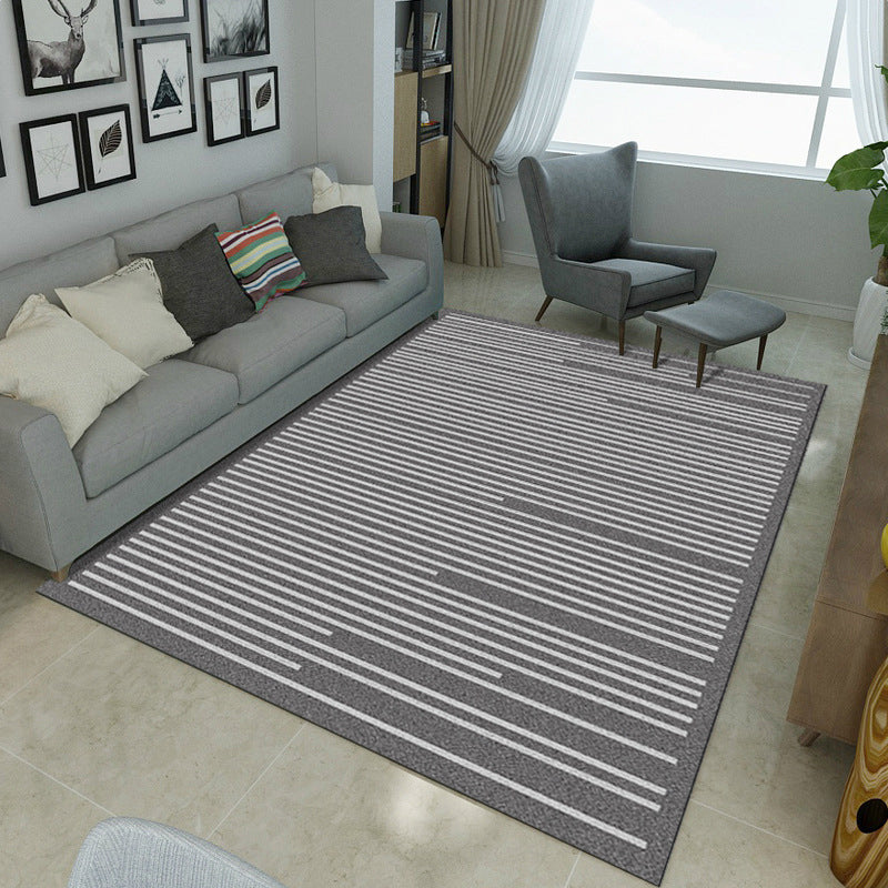 Minimalist Living Room Rug Multicolored Geometric Lines Printed Mat Polypropylene Stain Resistant Non-Slip Pet Friendly Mat | Bowlift