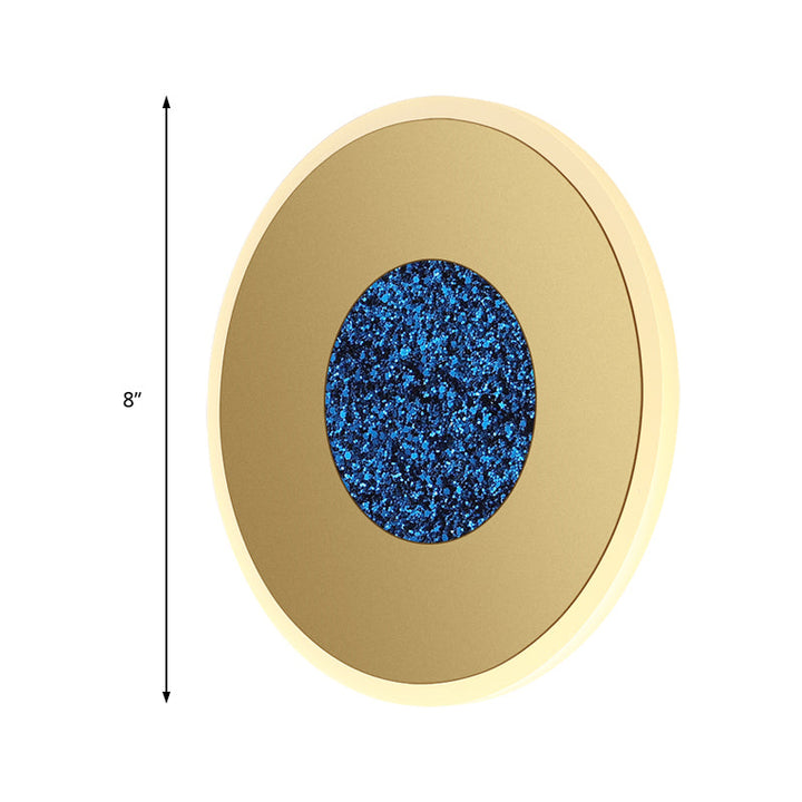 BowLift | Blue and Brass Disk LED Wall Light Modernist 8"/11" Dia Wall Mount Lamp with Acrylic Shade