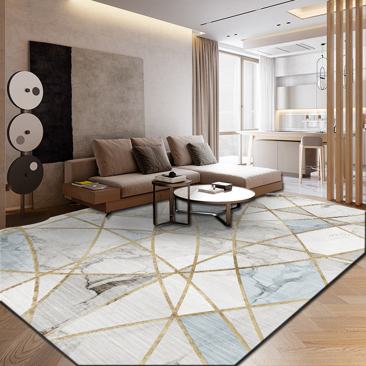 Modern Geometry Color Block Rug Multicolor Polyester Rug Pet Friendly Non-Slip Back Washing Machine Safe Rug for Room | Bowlift