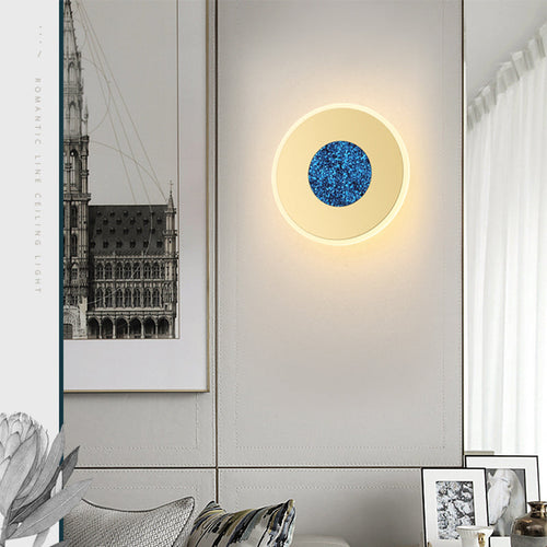 BowLift | Blue and Brass Disk LED Wall Light Modernist 8