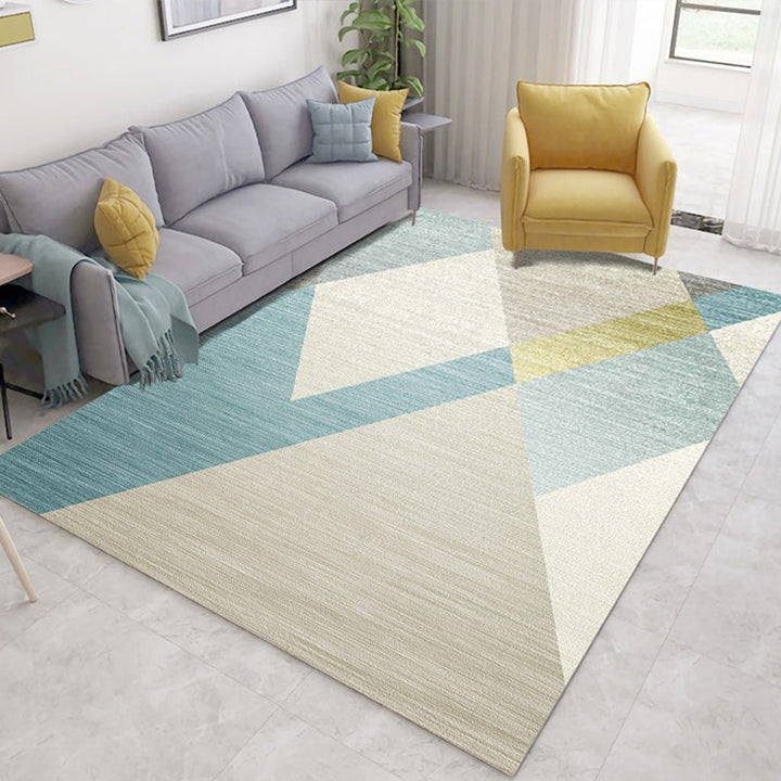 Modern Geometry Color Block Rug Multicolor Polyester Rug Pet Friendly Non-Slip Back Washing Machine Safe Rug for Room | Bowlift