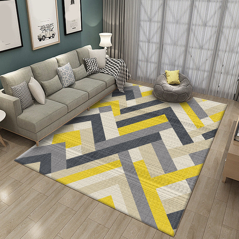 Modern Geometry Color Block Rug Multicolor Polyester Rug Pet Friendly Non-Slip Back Washing Machine Safe Rug for Room | Bowlift