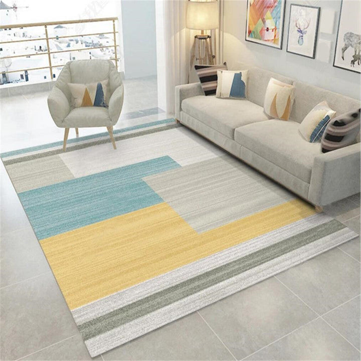 Modern Geometry Color Block Rug Multicolor Polyester Rug Pet Friendly Non-Slip Back Washing Machine Safe Rug for Room | Bowlift