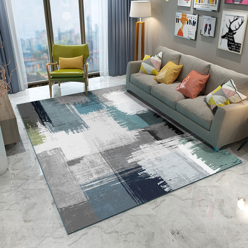 Modern Geometry Color Block Rug Multicolor Polyester Rug Pet Friendly Non-Slip Back Washing Machine Safe Rug for Room | Bowlift