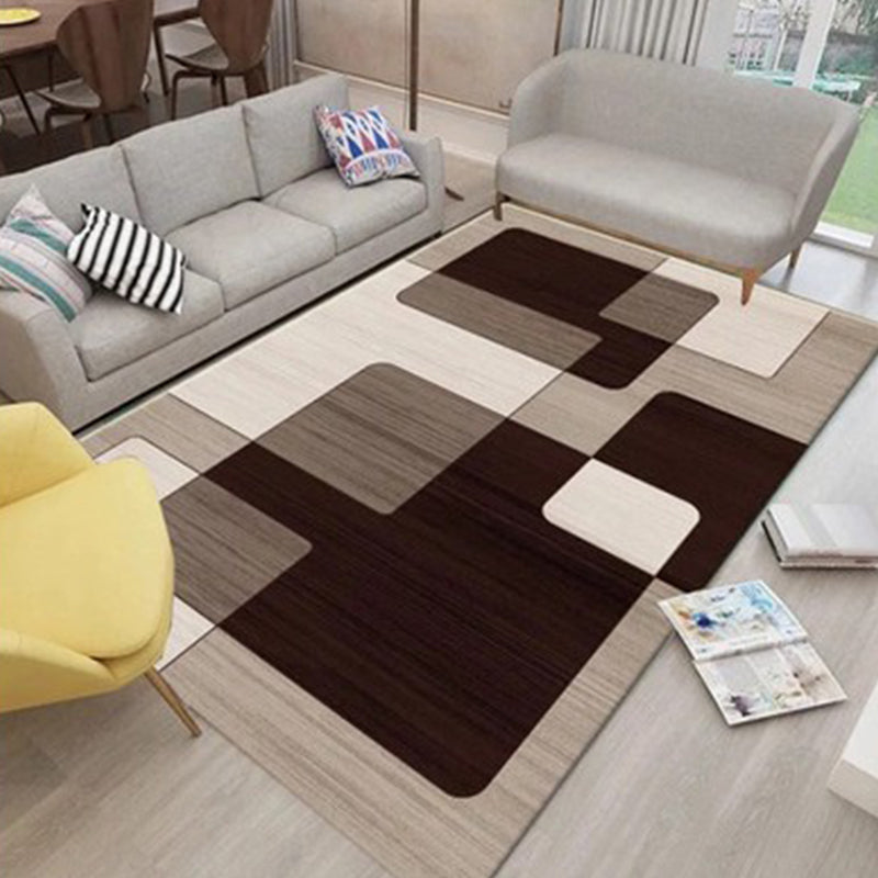 Modern Geometry Color Block Rug Multicolor Polyester Rug Pet Friendly Non-Slip Back Washing Machine Safe Rug for Room | Bowlift