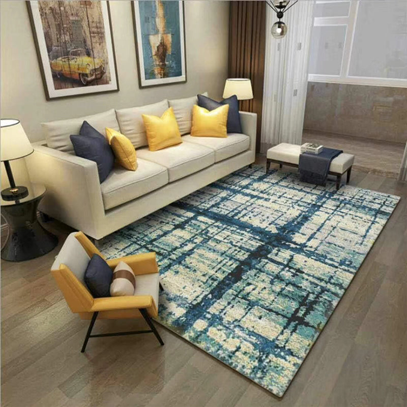 Multicolored modern rug polyester graphic print area rug machine washable non-slip backing stain-resistant rug for the living room | Bowlift