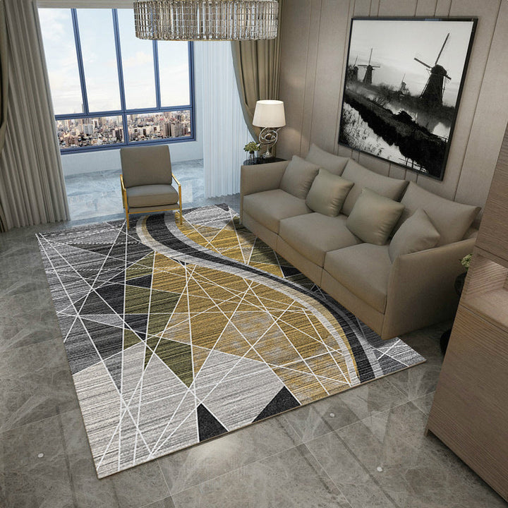 Multicolored modern rug polyester graphic print area rug machine washable non-slip backing stain-resistant rug for the living room | Bowlift