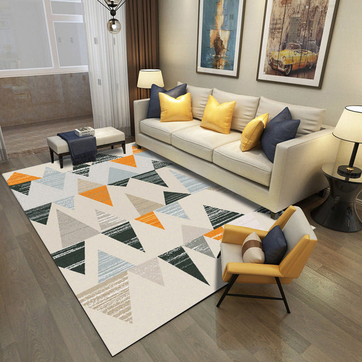 Multicolored modern rug polyester graphic print area rug machine washable non-slip backing stain-resistant rug for the living room | Bowlift