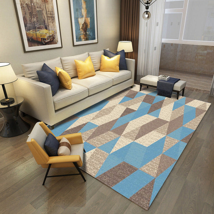 Multicolored modern rug polyester graphic print area rug machine washable non-slip backing stain-resistant rug for the living room | Bowlift