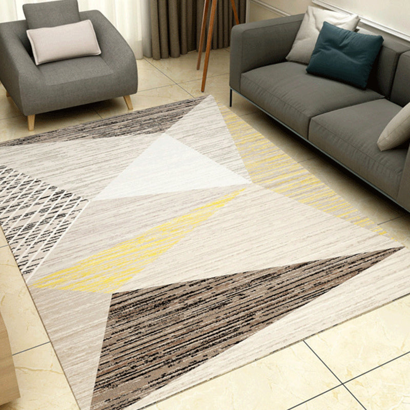 Multicolored modern rug polyester graphic print area rug machine washable non-slip backing stain-resistant rug for the living room | Bowlift
