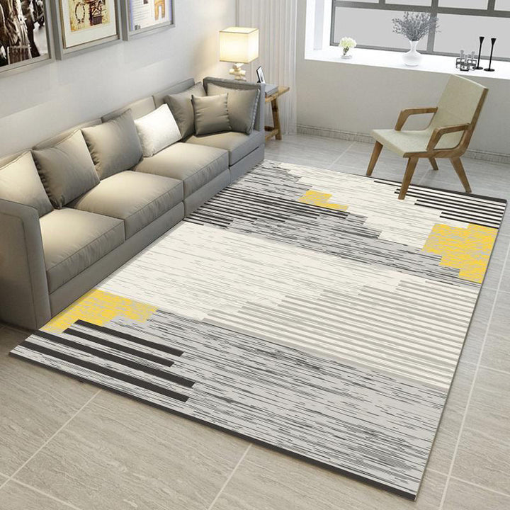 Multicolored modern rug polyester graphic print area rug machine washable non-slip backing stain-resistant rug for the living room | Bowlift