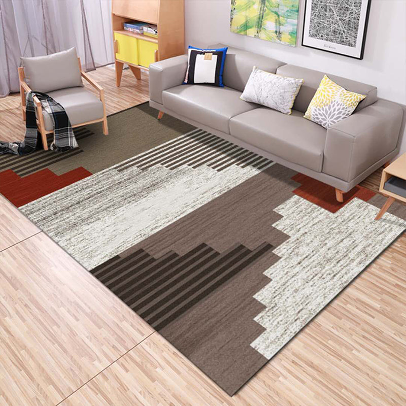 Multicolored modern rug polyester graphic print area rug machine washable non-slip backing stain-resistant rug for the living room | Bowlift