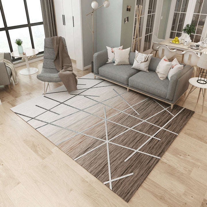 Creative Minimalist Rug Multicolored Cross Lines Art Rug Non-Slip Stain Resistant Pet Friendly Rug for the Living Room | Bowlift