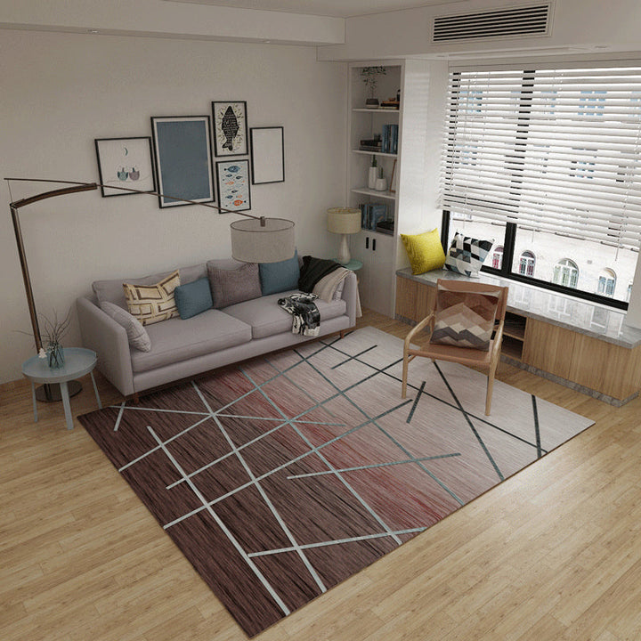 Creative Minimalist Rug Multicolored Cross Lines Art Rug Non-Slip Stain Resistant Pet Friendly Rug for the Living Room | Bowlift