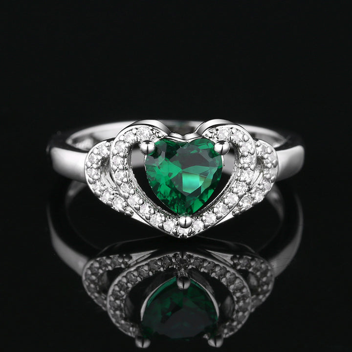 Heart-Cut Center Stone Halo Engagement Ring Sterling Silver With Pavé Accents