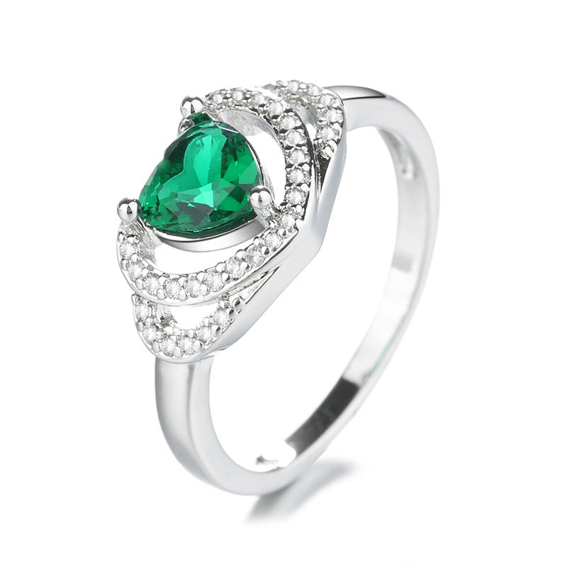 Heart-Cut Center Stone Halo Engagement Ring Sterling Silver With Pavé Accents