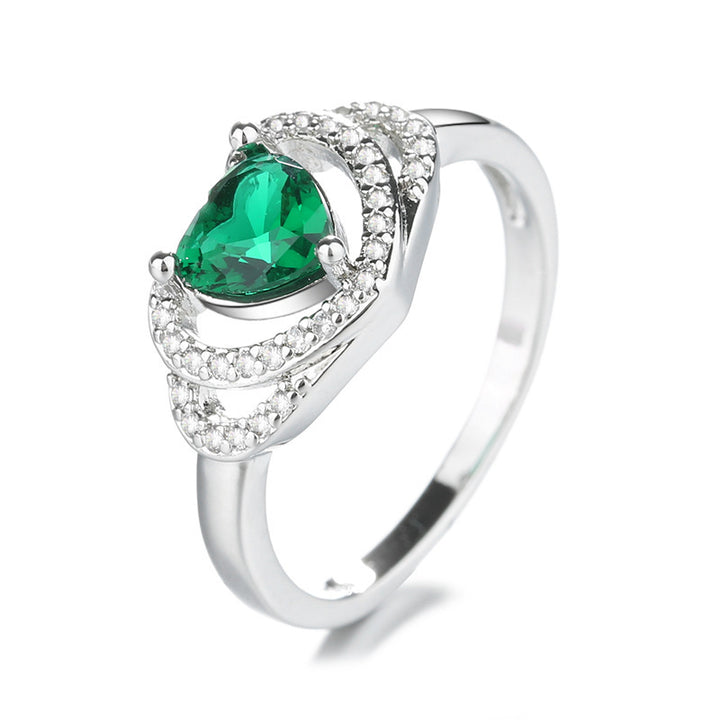 Heart-Cut Center Stone Halo Engagement Ring Sterling Silver With Pavé Accents