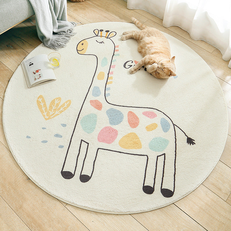 BowLift | Multicolored Kids Carpet Novelty Cartoon Animal Pattern Rug Polyester Non-Slip Back Machine Washable Rug