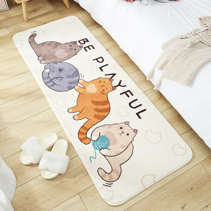 BowLift | Casual Living Room Rug Multicolored Cartoon Plant Pattern Rug Synthetic Pet-Friendly Non-Slip Rug
