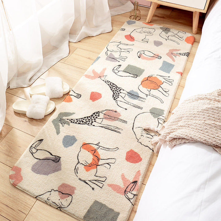 BowLift | Creative Cartoon Plant Pattern Carpet Multicolored Polyester Carpet Non-slip Backing Pet-friendly Carpet for Children's Room