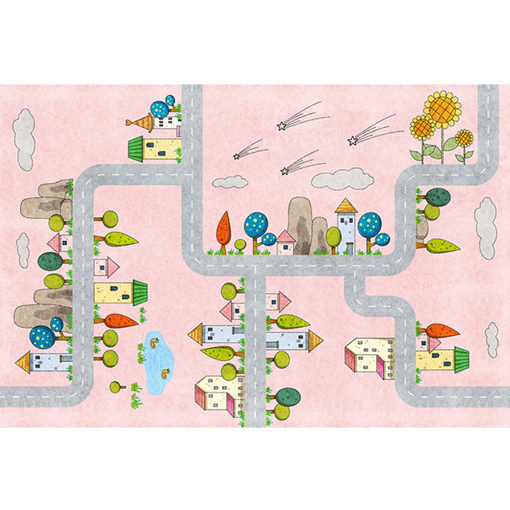 BowLift | Casual Cartoon Patterned Rug Multicolored Cotton Blend Rug Non-Slip Back Easy Care Rug for the Bedroom