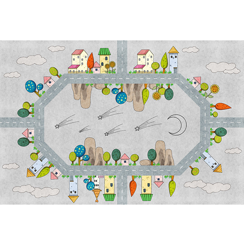 BowLift | Casual Cartoon Patterned Rug Multicolored Cotton Blend Rug Non-Slip Back Easy Care Rug for the Bedroom