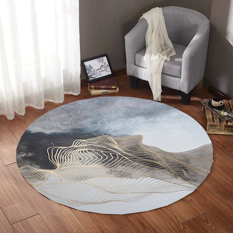 BowLift | Creative Abstract Printed Area Rug Multicolor Synthetic Carpet Non-Slip Back Stain Resistant Rug for Bedroom