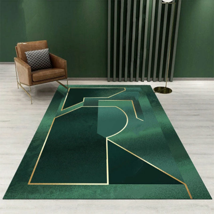 BowLift | Novelty Geometric Pattern Rug Green Polypropylene Rug Stain Resistant Non-Slip Rug for Room Decor